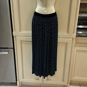 Zara Cropped Navy Polka Dot Palazzo Pants XS